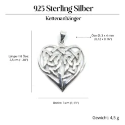 Keltisches Herz Schmuck Anhänger aus Silber 925