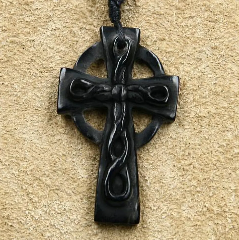 Keltisches Kreuz Hornschmuck Anhänger Kette