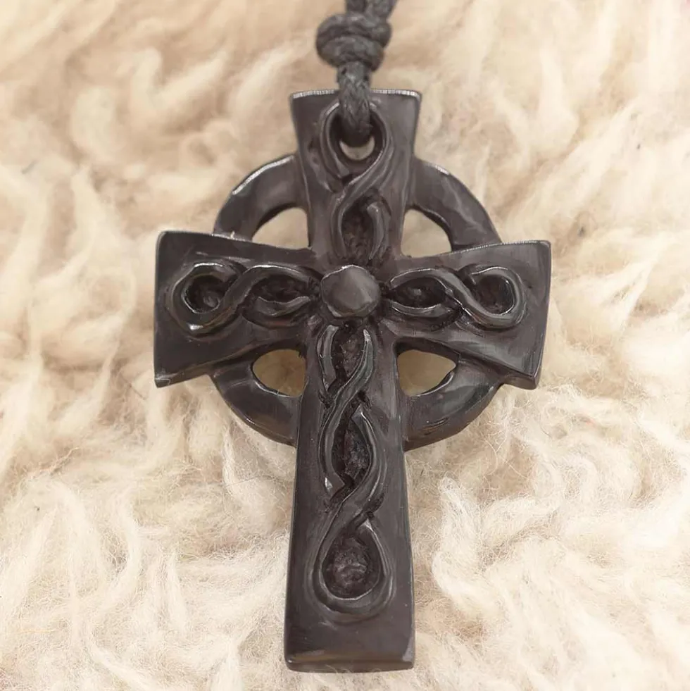 Keltisches Kreuz Hornschmuck Anhänger Kette