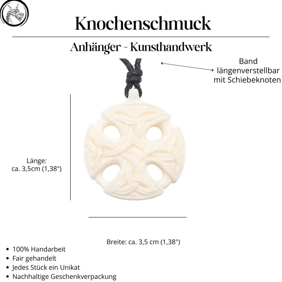 Keltisches Kreuz Knochen Schmuck Anhänger Kette