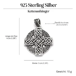 Keltisches Kreuz Schmuck Anhänger Silber 925