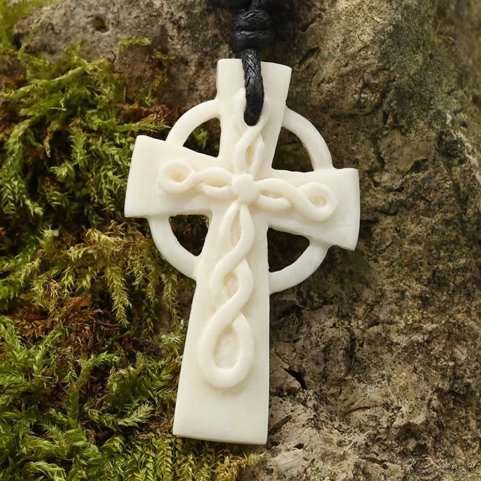Keltisches Kreuz Schmuck aus Knochen Kette
