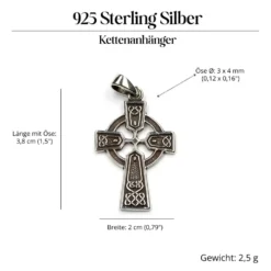 keltisches Kreuz Schmuck 925 Silber Kettenanhänger