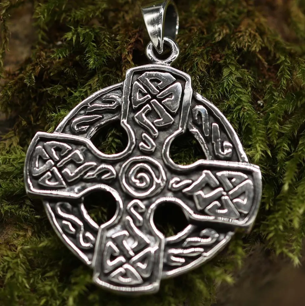 Keltisches Kreuz Schmuck Spirale Anhänger Keltenkreuz aus Silber 925