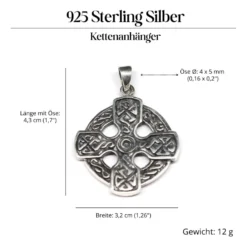 Keltisches Kreuz Schmuck Spirale Anhänger Keltenkreuz aus Silber 925
