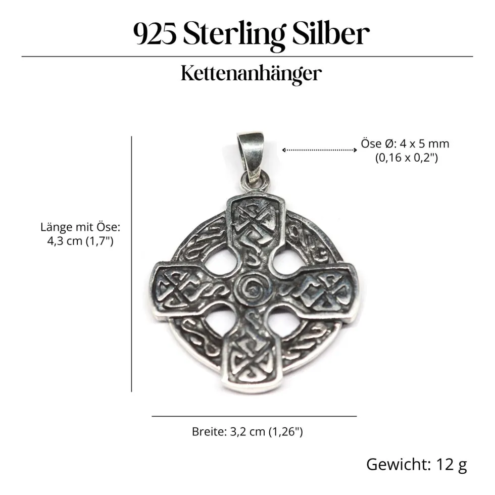 Keltisches Kreuz Schmuck Spirale Anhänger Keltenkreuz aus Silber 925