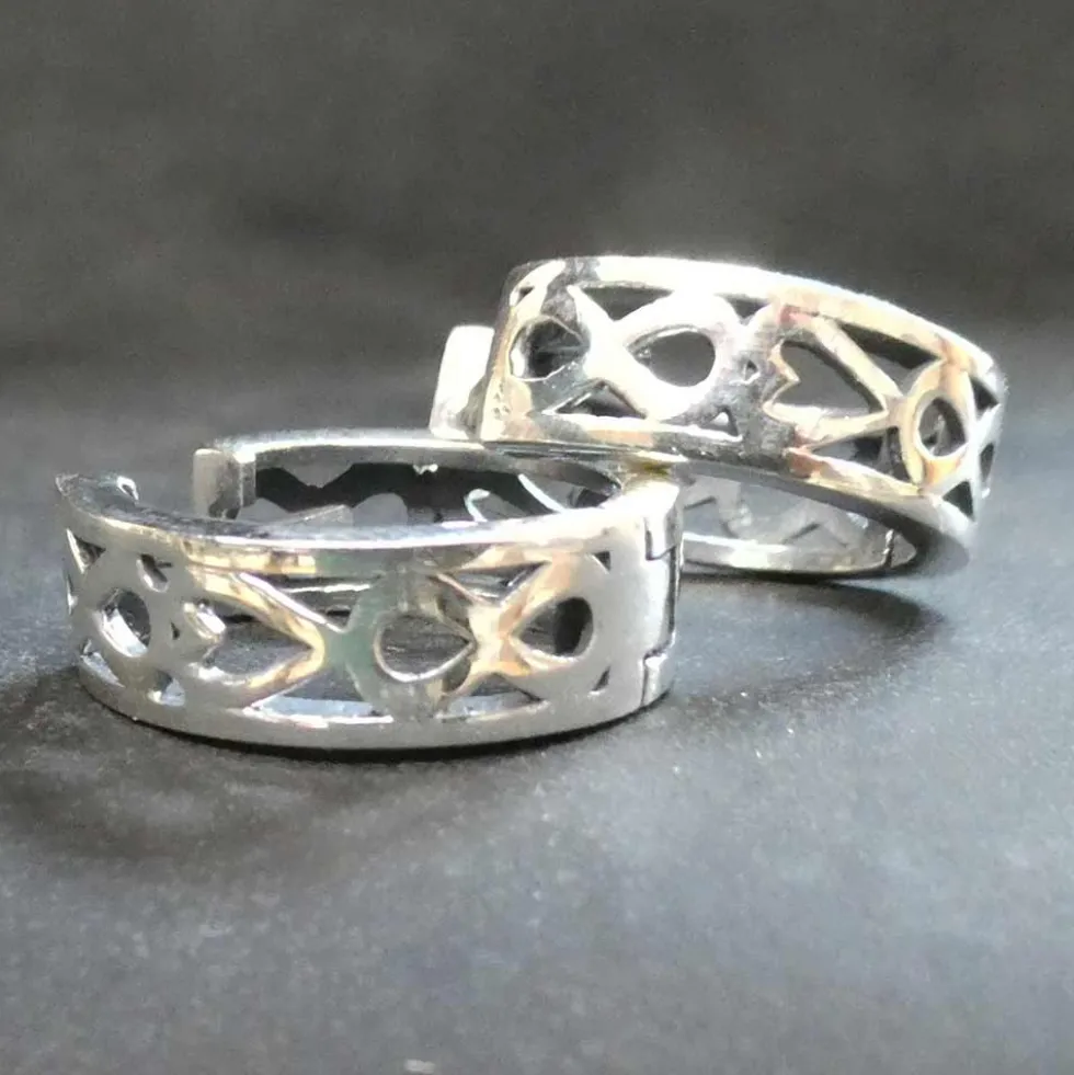 Klapp Creole 18mm 925 Silber Ohrring Knotenmuster (1 Stück)
