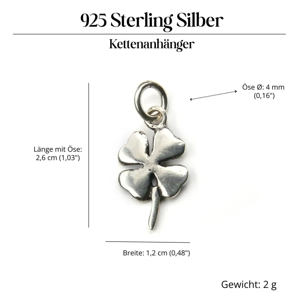 Kleeblatt Schmuck Glücksbringer 925 Silber Kettenanhänger