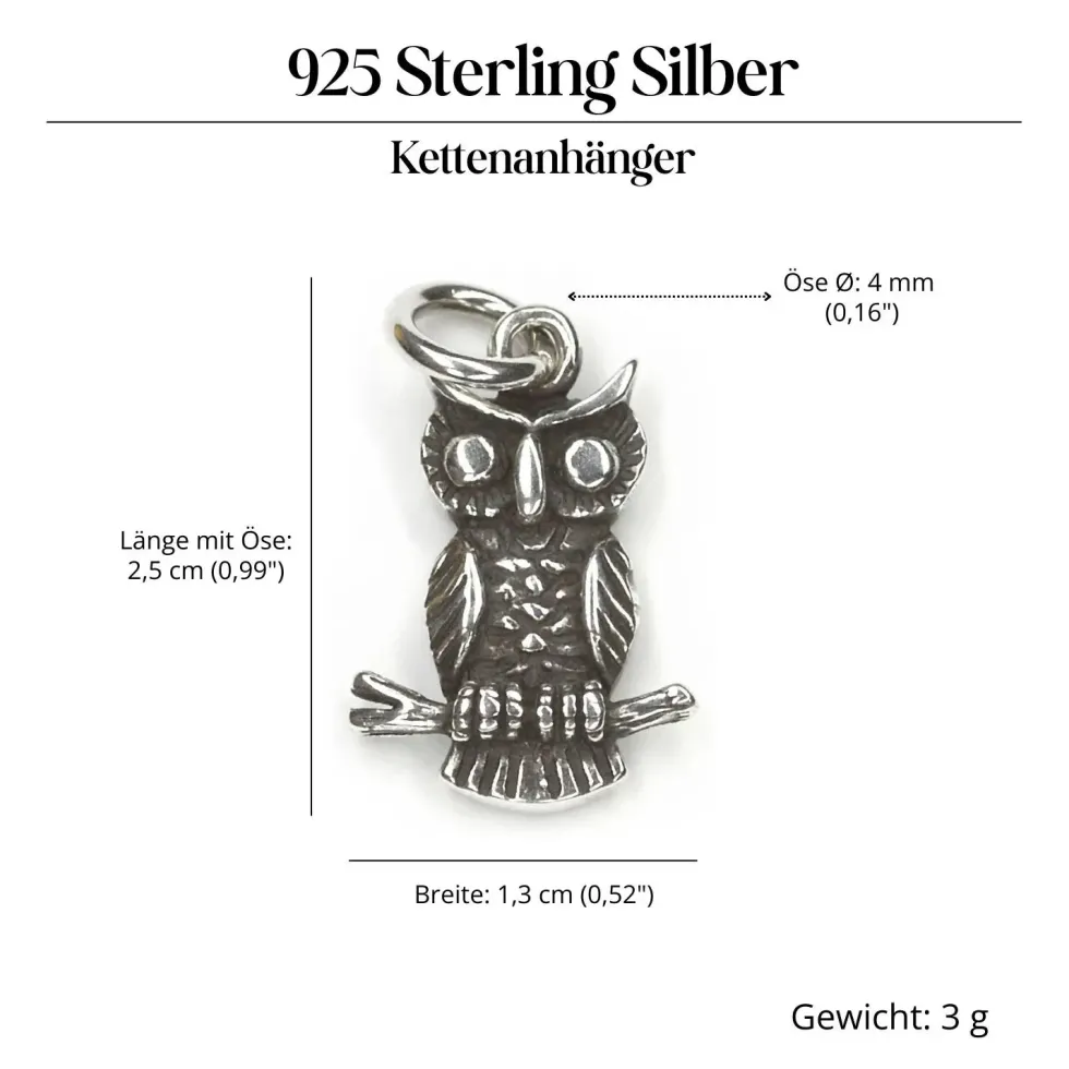 kleine Eule Schmuck Kettenanhänger 925 Silber