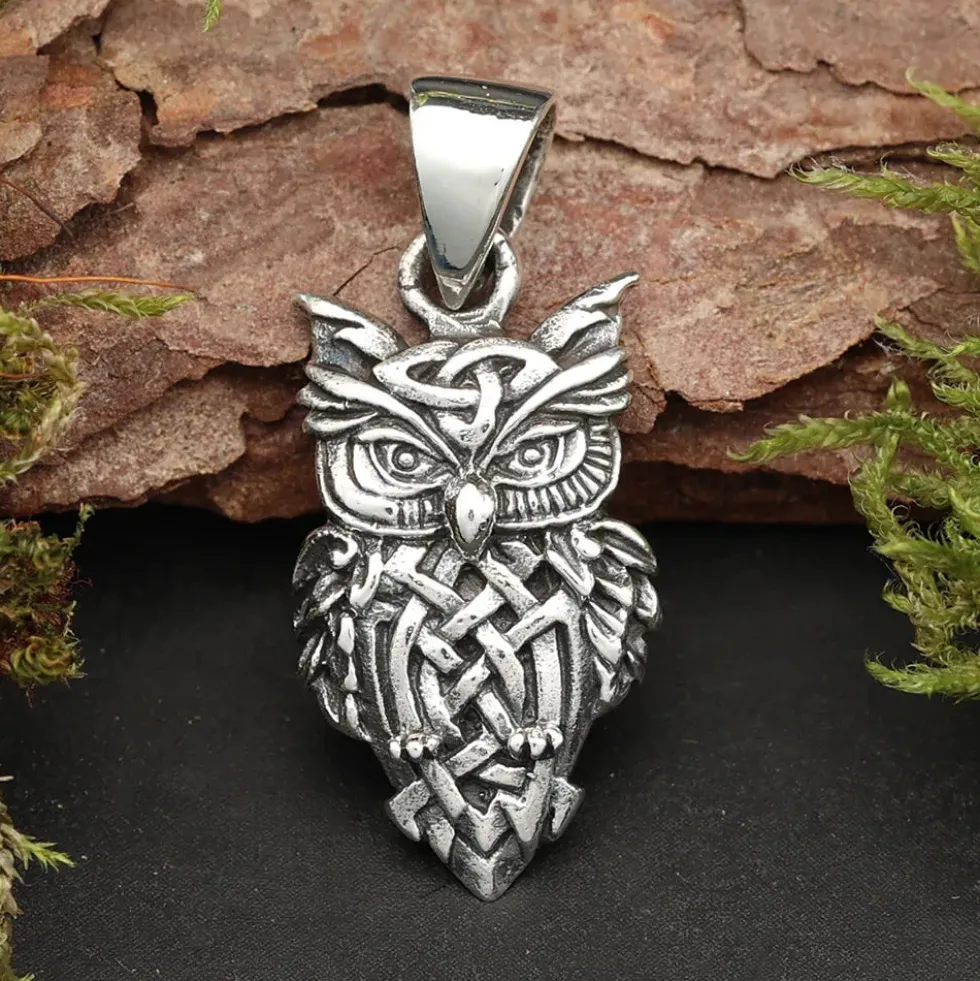 Kleine keltische Eule Schmuck Anhänger 925 Silber Kettenanhänger