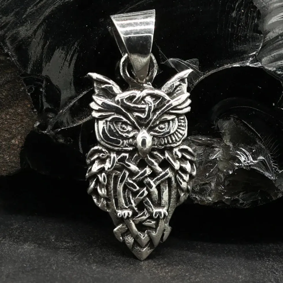 Kleine keltische Eule Schmuck Anhänger 925 Silber Kettenanhänger