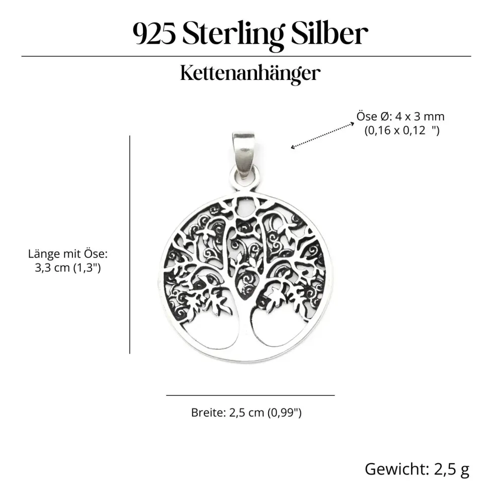 Kleiner Lebensbaum Schmuck 925 Silber Anhänger