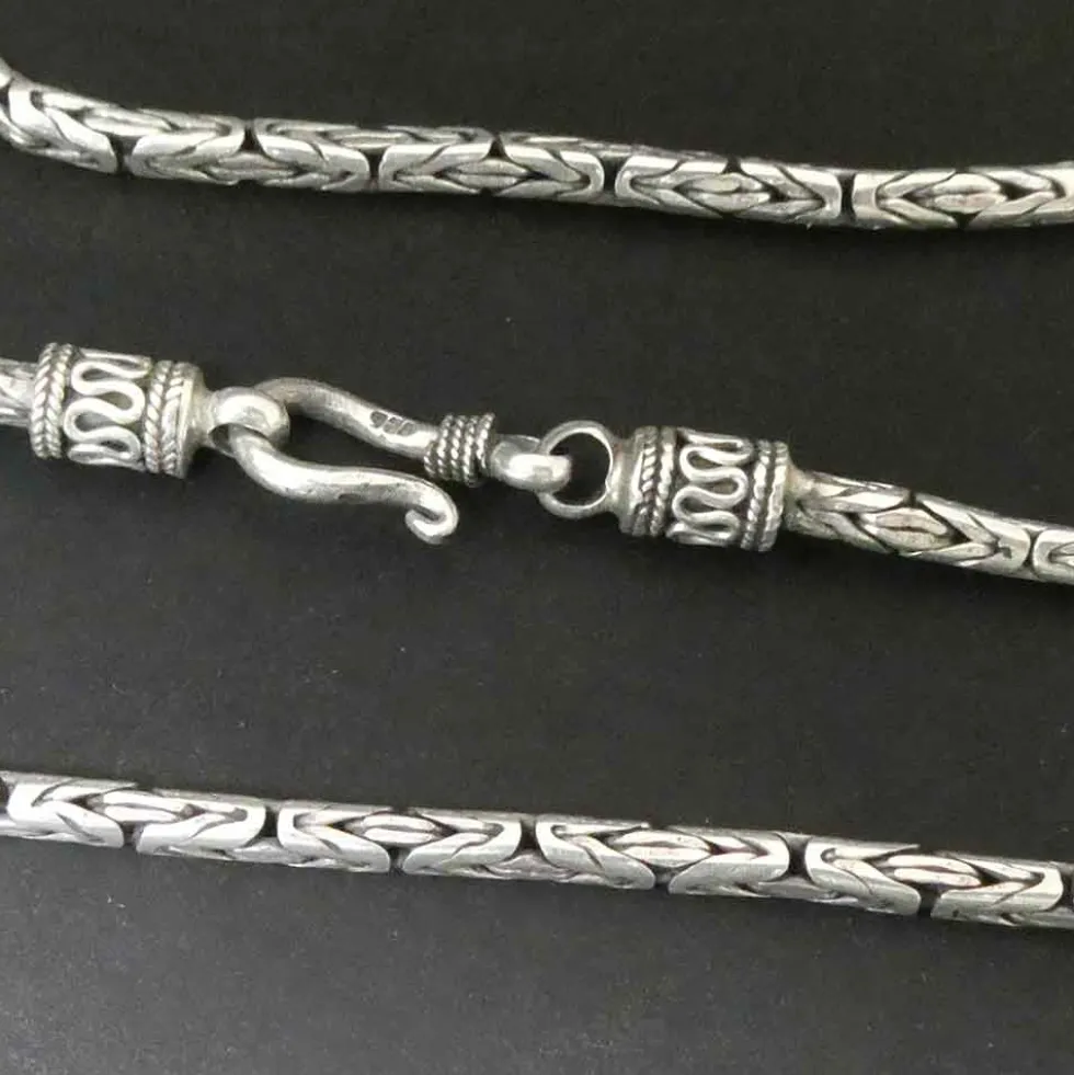 Königskette 3 mm runde Silberkette 925 Silber verzierter Verschluss