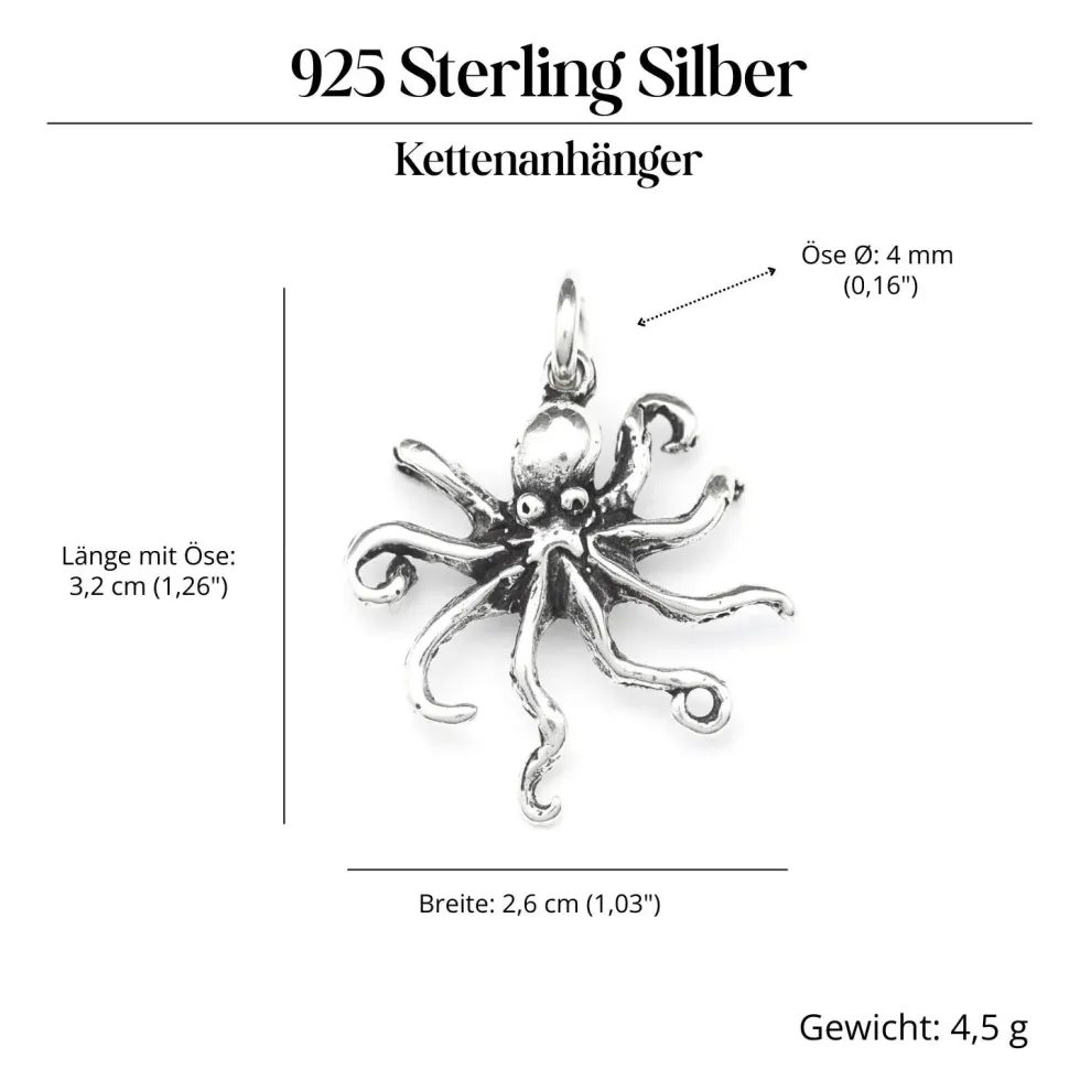 Krake Schmuck Anhänger für Kette 925 Silber