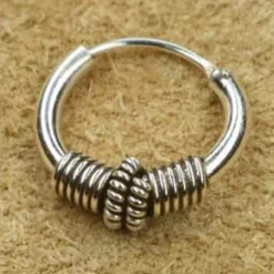 Kreole 925 Silber verziert 14 mm 2mm
