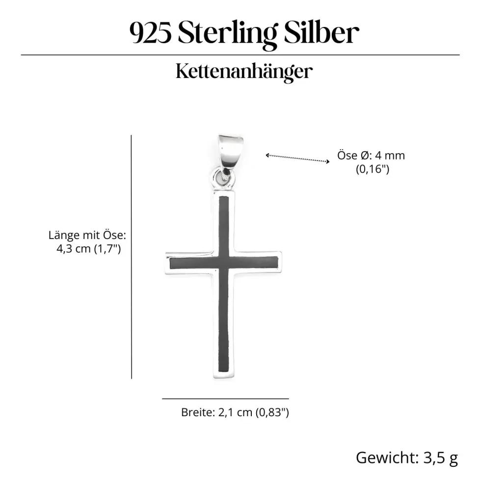 Kreuz mit Onyx Schmuck Kettenanhänger Silber 925
