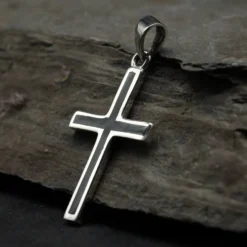 Kreuz mit Onyx Schmuck Kettenanhänger Silber 925