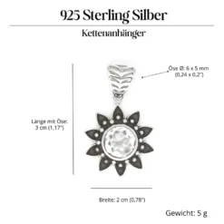 Kristall Anhänger Sonne mit Edelstein Silber Schmuck 925 Silber