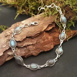 Labradorit Edelstein Armband 925 Silber zart gefasst edler Armschmuck