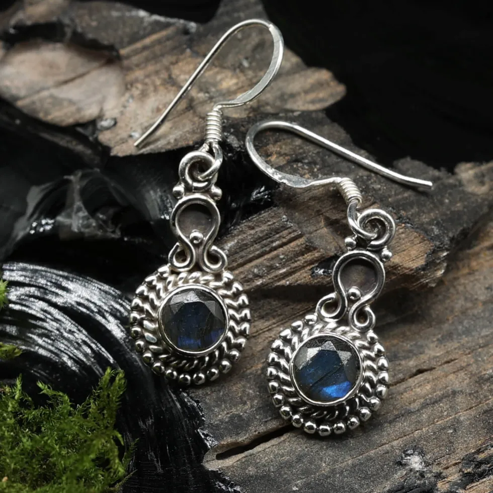 Labradorit Ohrringe Edelstein Ohrschmuck Ohrhänger 925er Silber