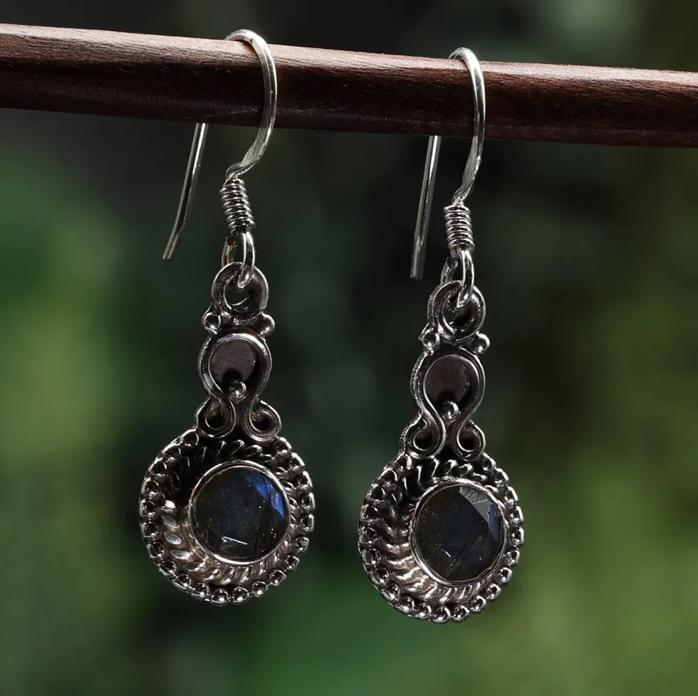 Labradorit Ohrringe Edelstein Ohrschmuck Ohrhänger 925er Silber
