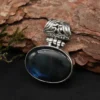 Labradorit Schmuck Anhänger 925 Silber edel gefasst handgeschmiedet