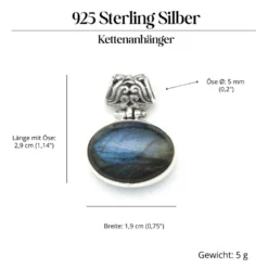 Labradorit Schmuck Anhänger 925 Silber edel gefasst handgeschmiedet
