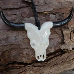 Langhorn Büffel Schädel Schmuck Horn Knochen Anhänger