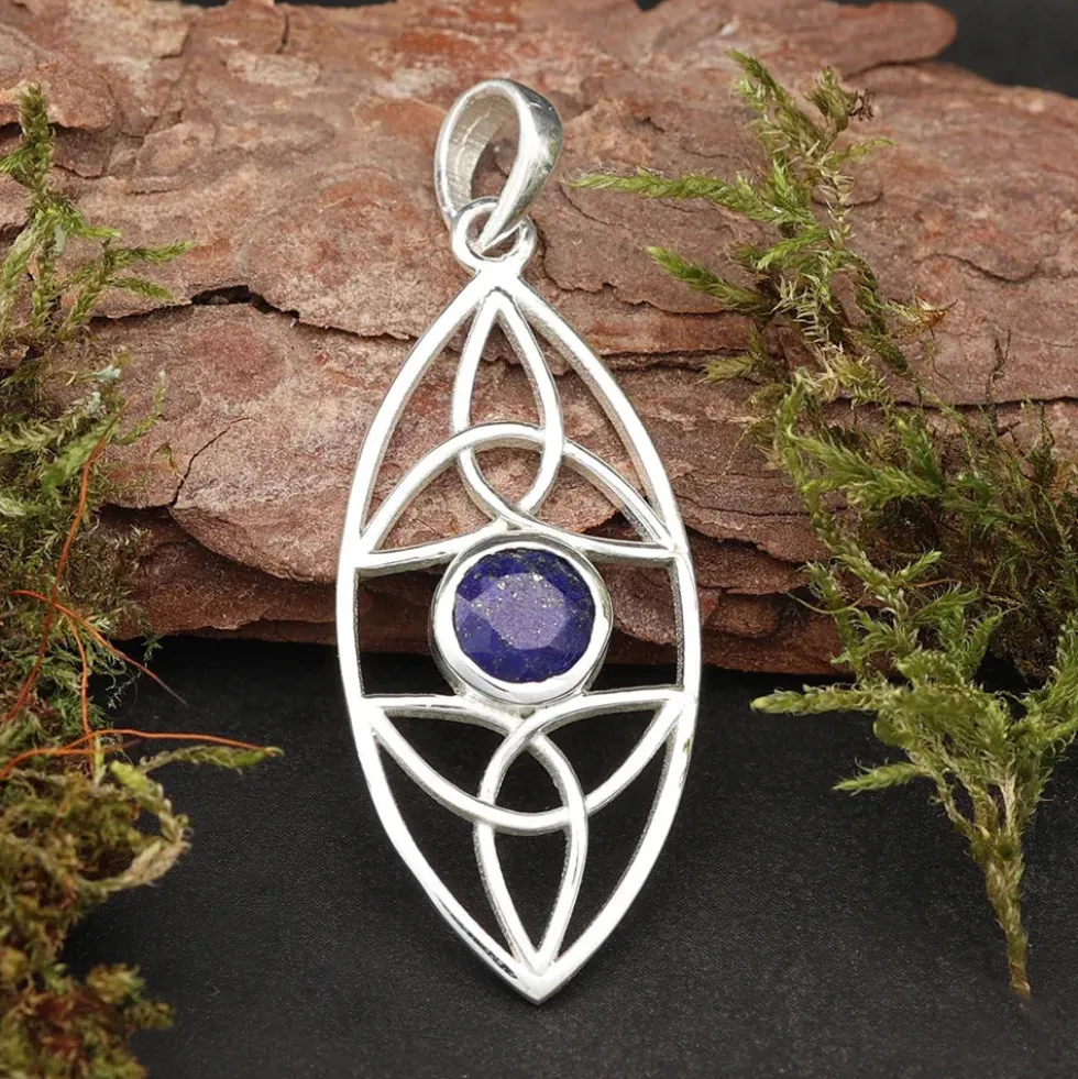 Lapislazuli Edelstein keltischer 925 Silberschmuck Anhänger