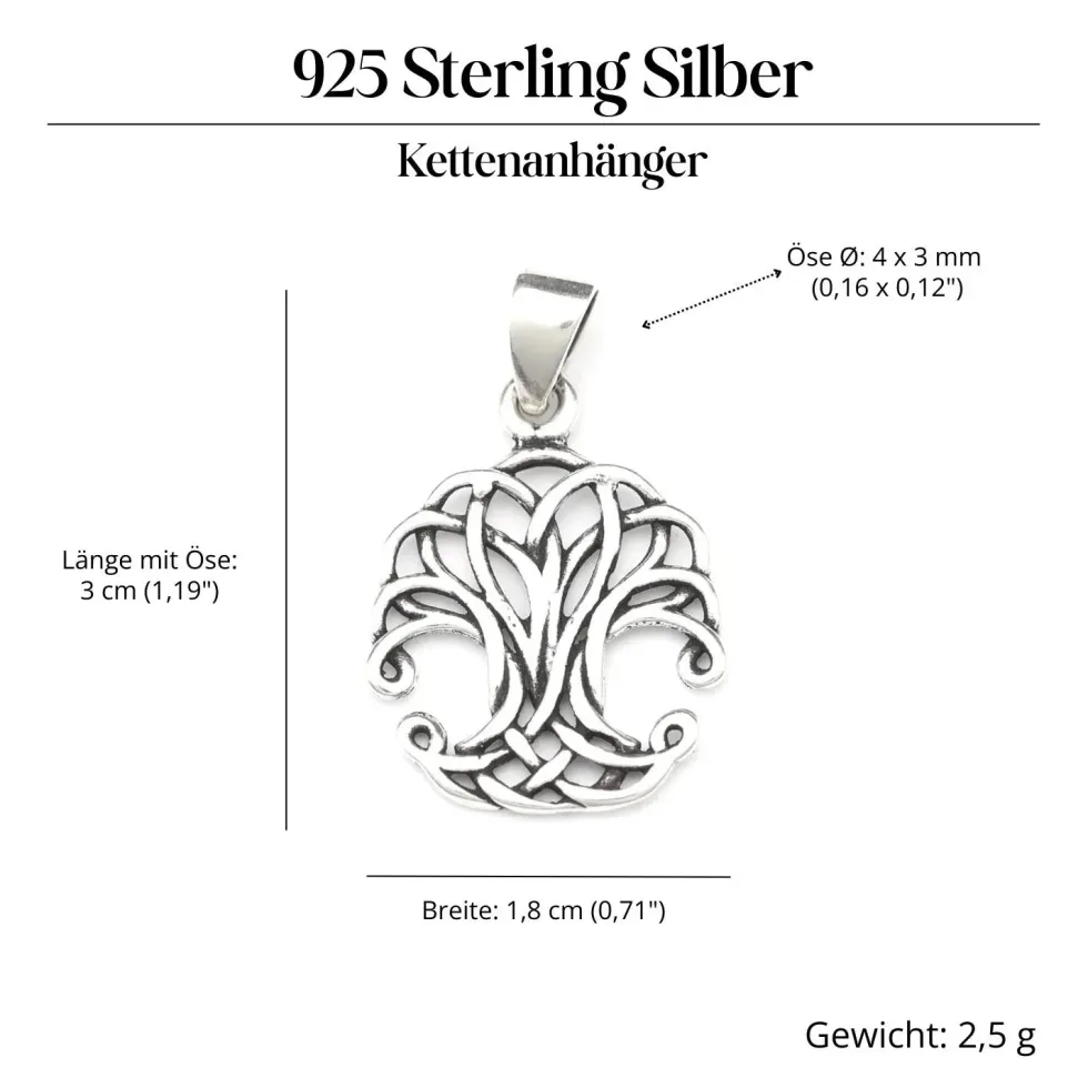 Lebensbaum Kettenanhänger Kelten Knoten Silber 925/000