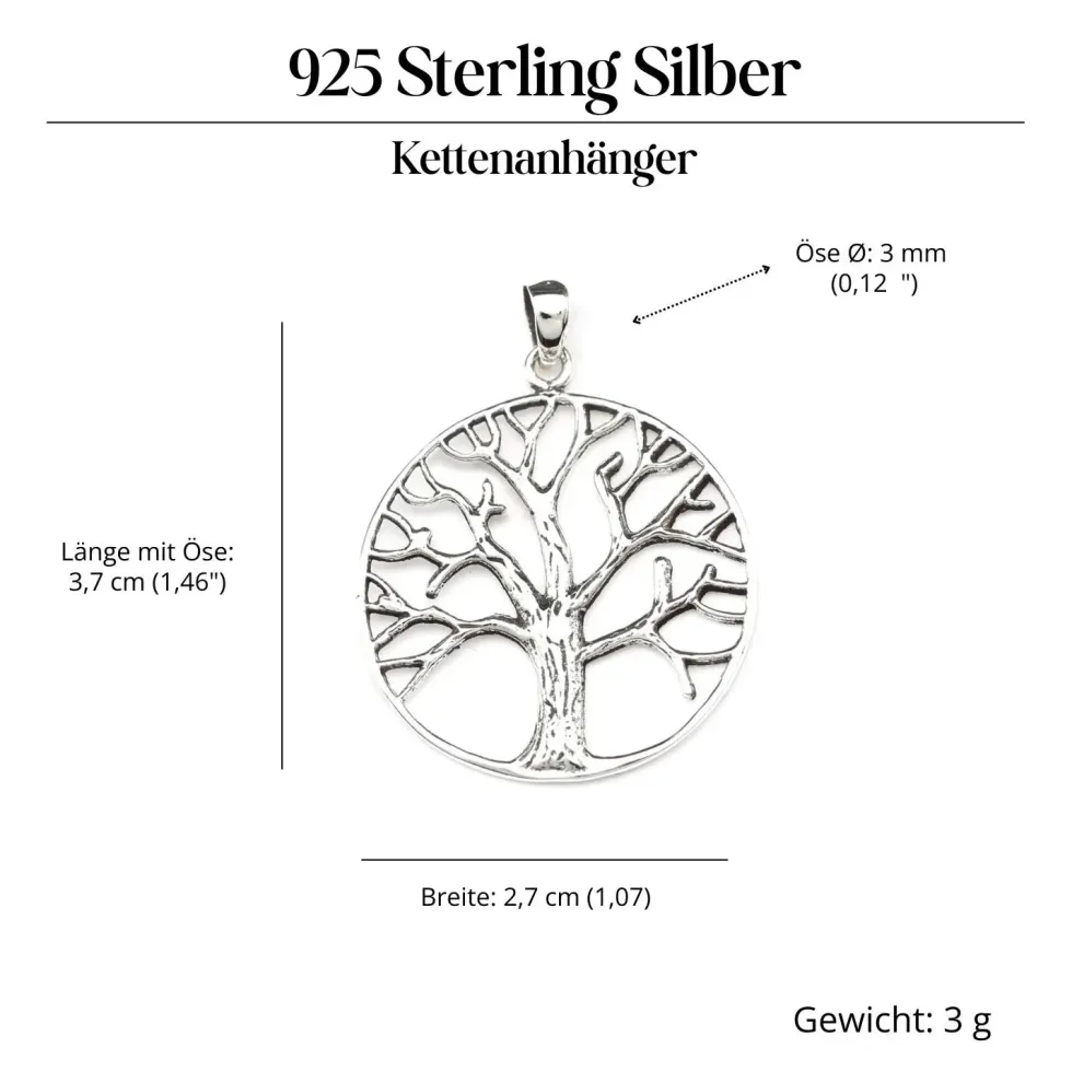 Lebensbaum Schmuck Ø 2,7cm Kettenanhänger 925 Silber