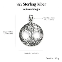 Lebensbaum Silberschmuck Yggdrasil Anhänger 925 Silber