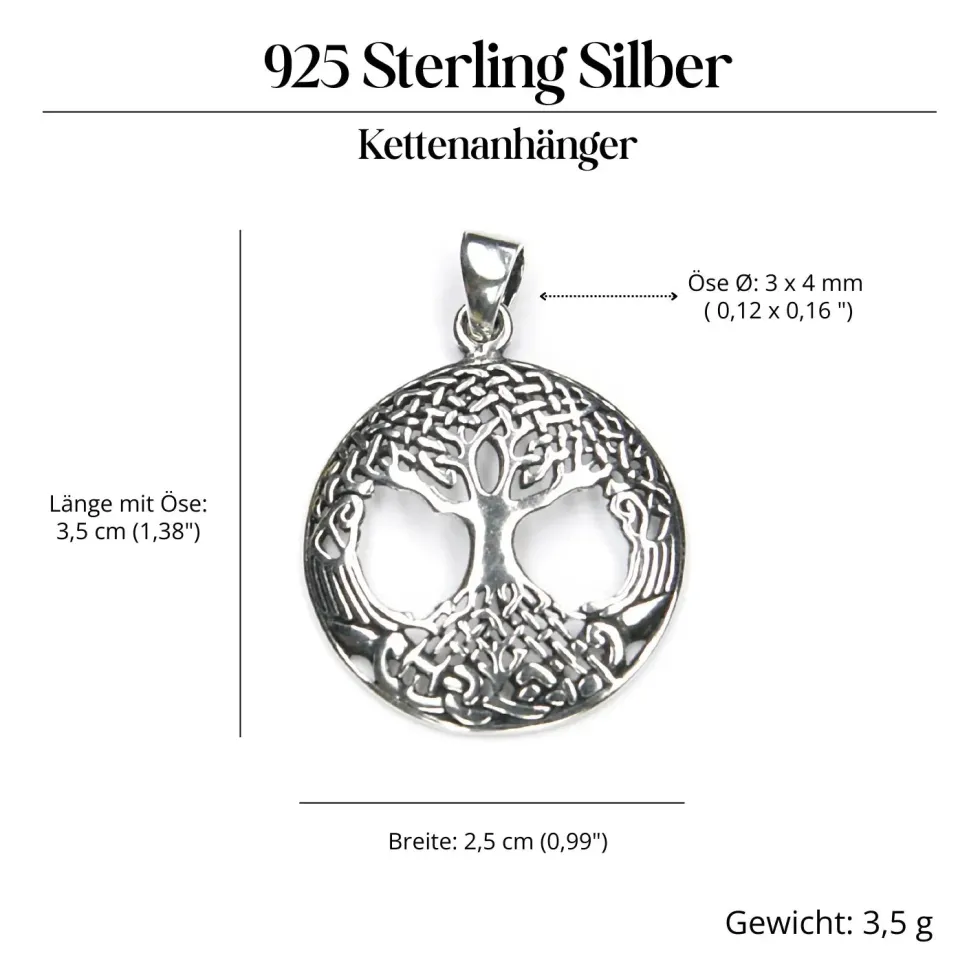 Lebensbaum Silberschmuck Yggdrasil Anhänger 925 Silber