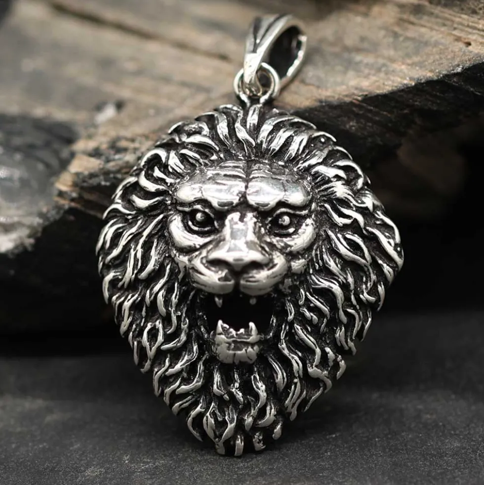 Löwe Kopf Schmuck Anhänger Sternzeichen Silber 925