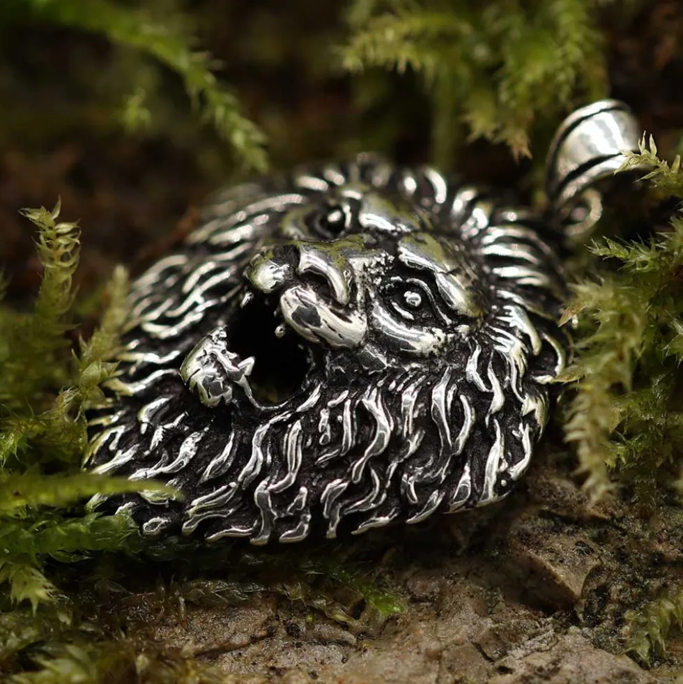 Löwe Kopf Schmuck Anhänger Sternzeichen Silber 925