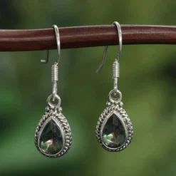 Magic Quarz Ohrschmuck Edelstein Ohrschmuck Ohrhänger 925er Silber