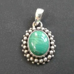 Malachit Edelstein zarter Silber Anhänger 925 Silber