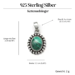 Malachit Edelstein zarter Silber Anhänger 925 Silber