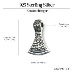 Mammen Axt Schmuck Anhänger aus Silber Kultbeil 925 Silber
