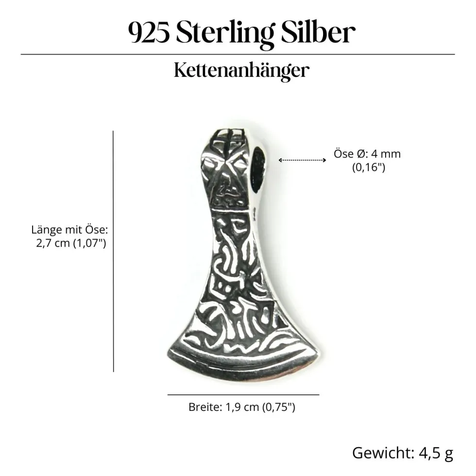 Mammenaxt Wikinger Schmuck 925 Silber Anhänger 2,7cm