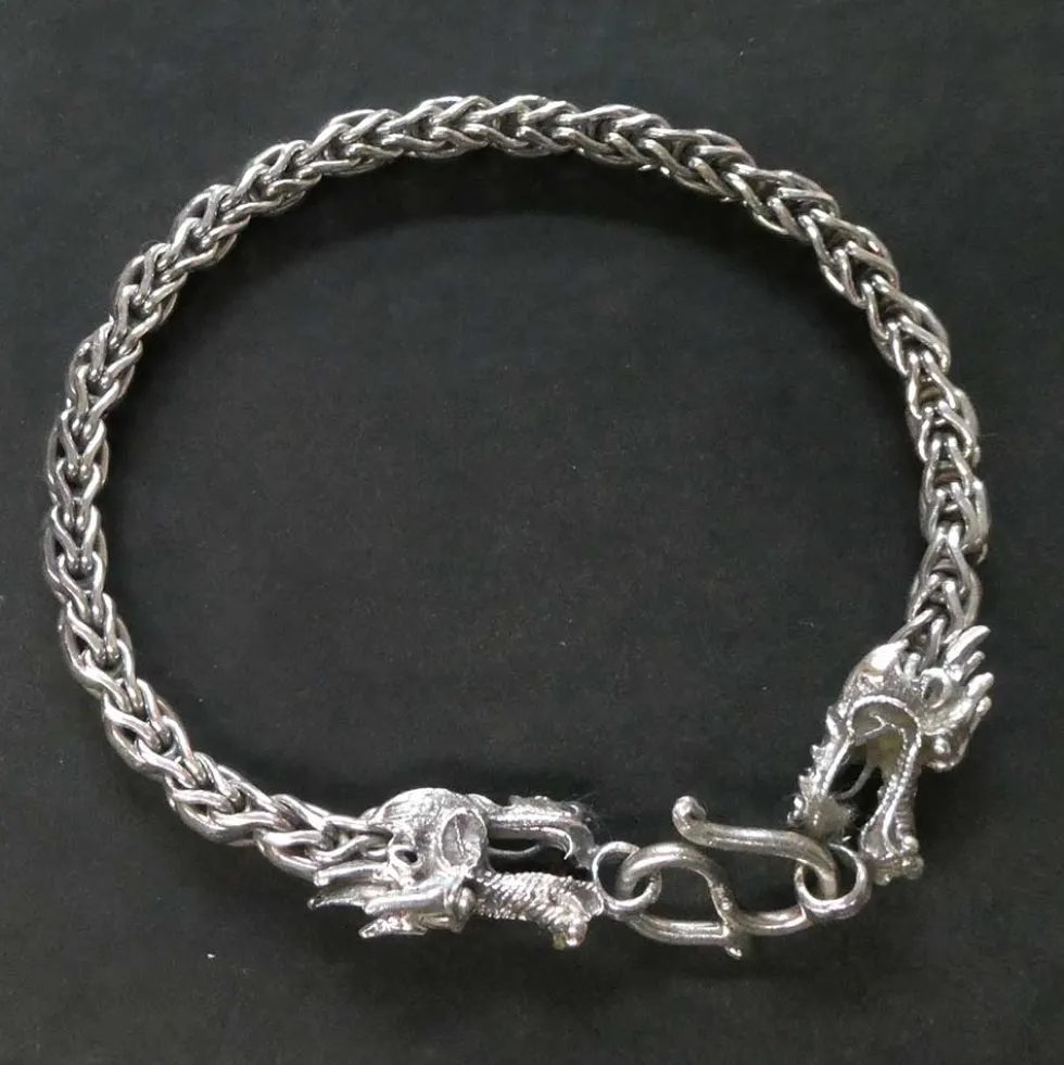 Massiver Drachen Armschmuck Armband 925er Silber Gothic Larp Herren