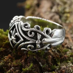massiver Ring Mittelalter Lilie Schmuck 925 Silber Keltisch