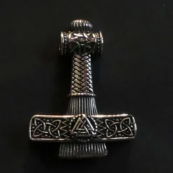 Massiver Thorshammer mit Wotans Knoten Edelstahl Anhänger
