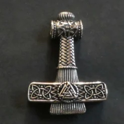 Massiver Thorshammer mit Wotans Knoten Edelstahl Anhänger