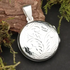 Medaillon Rund fein verziert Schmuck aus edlem 925 Silber