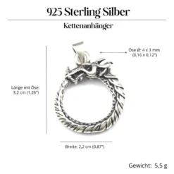 Midgard Schlange keltischer Schmuck 925 Silber Kettenanhänger
