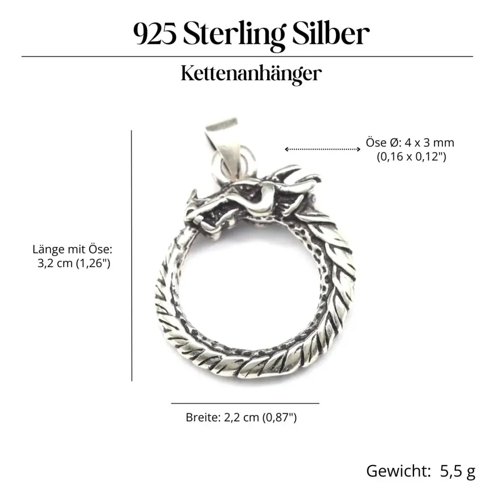 Midgard Schlange keltischer Schmuck 925 Silber Kettenanhänger