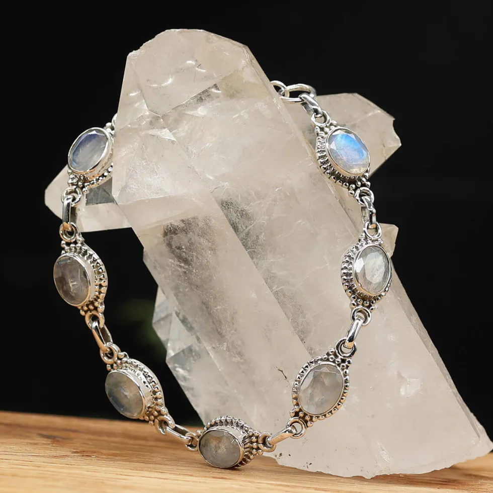 Mondstein Armband Edelstein Damen Armschmuck 925 Silber