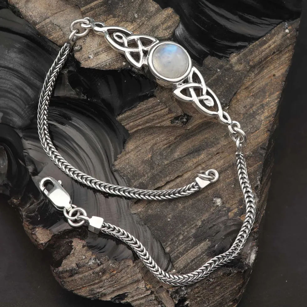 Mondstein Armband Keltischer Edelstein Damen Armschmuck 925 Silber
