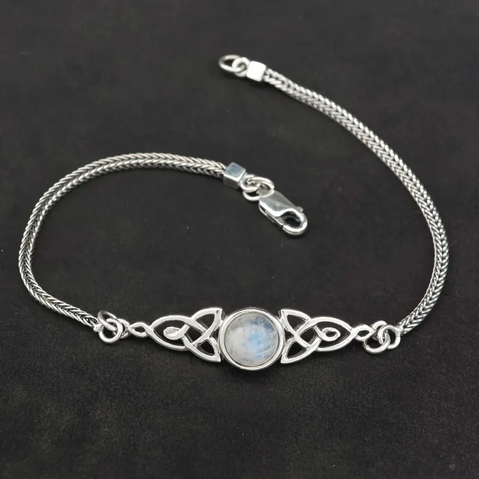 Mondstein Armband Keltischer Edelstein Damen Armschmuck 925 Silber